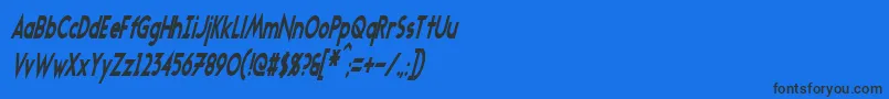 TransmetalsCondensedItalic Font – Black Fonts on Blue Background