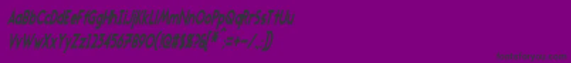 TransmetalsCondensedItalic-Schriftart – Schwarze Schriften auf violettem Hintergrund