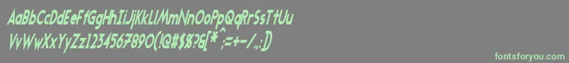 More about TransmetalsCondensedItalic Font TransmetalsCondensedItalic Font – Green Fonts on Gray Background