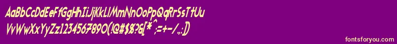 TransmetalsCondensedItalic Font – Yellow Fonts on Purple Background