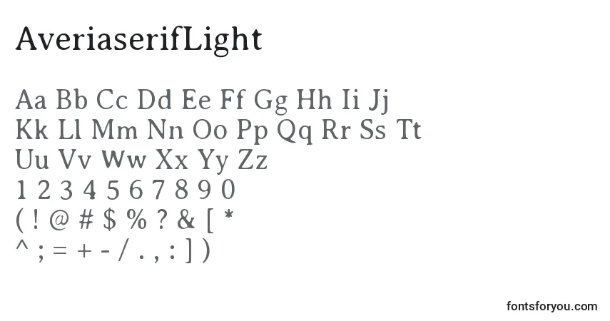 Шрифт AveriaserifLight – алфавит, цифры, специальные символы