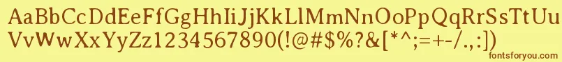 フォントAveriaserifLight – 茶色の文字が黄色の背景にあります。