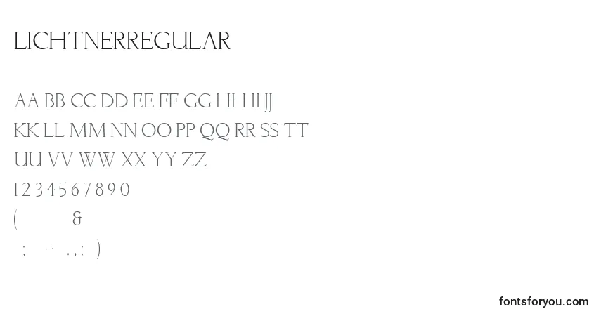 Czcionka LichtnerRegular – alfabet, cyfry, specjalne znaki