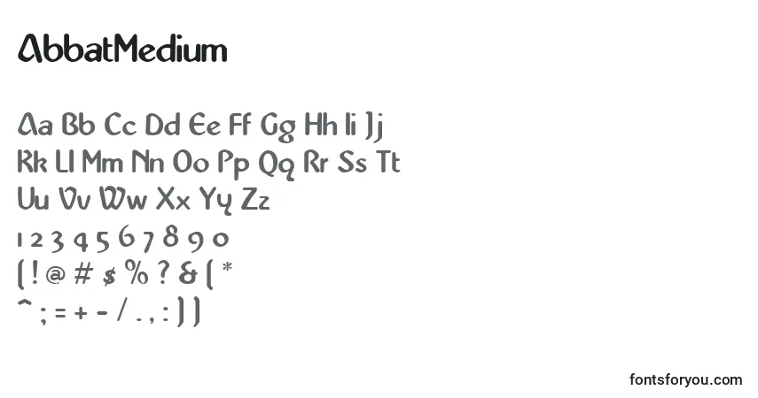 Czcionka AbbatMedium – alfabet, cyfry, specjalne znaki