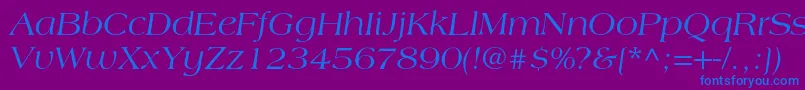 LagunacItalic Font – Blue Fonts on Purple Background