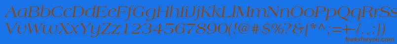 Fonte LagunacItalic – fontes marrons em um fundo azul