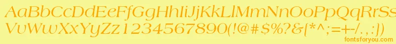 LagunacItalic-Schriftart – Orangefarbene Schriften auf gelbem Hintergrund