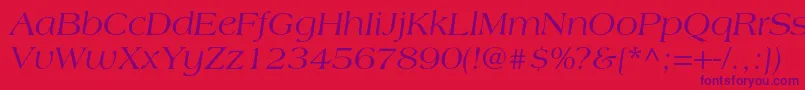 Fonte LagunacItalic – fontes roxas em um fundo vermelho