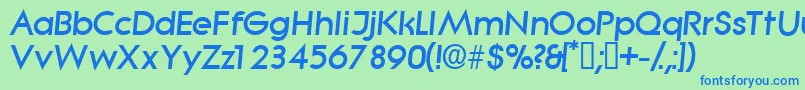 SabordisplaysskItalic-Schriftart – Blaue Schriften auf grünem Hintergrund