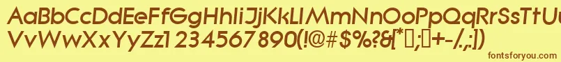 SabordisplaysskItalic-Schriftart – Braune Schriften auf gelbem Hintergrund
