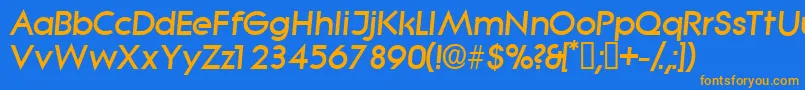 SabordisplaysskItalic-fontti – oranssit fontit sinisellä taustalla