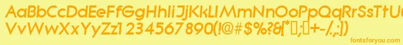 SabordisplaysskItalic-Schriftart – Orangefarbene Schriften auf gelbem Hintergrund