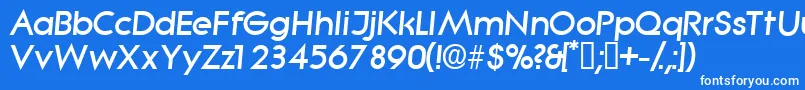 SabordisplaysskItalic-Schriftart – Weiße Schriften auf blauem Hintergrund