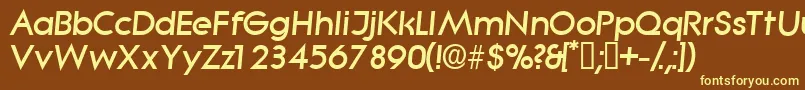 SabordisplaysskItalic-fontti – keltaiset fontit ruskealla taustalla