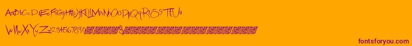 Chronicmethodmb-Schriftart – Violette Schriften auf orangefarbenem Hintergrund