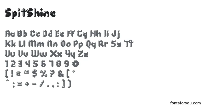 A fonte SpitShine – alfabeto, números, caracteres especiais