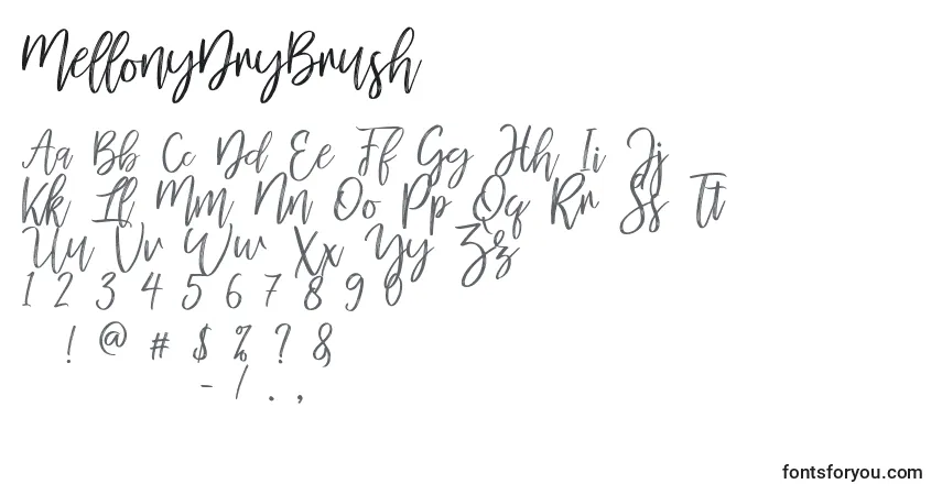 Schriftart MellonyDryBrush (75467) – Alphabet, Zahlen, spezielle Symbole