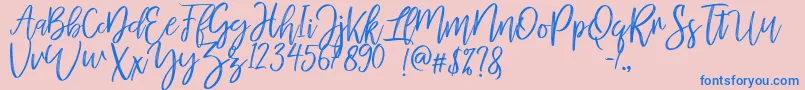 MellonyDryBrush-Schriftart – Blaue Schriften auf rosa Hintergrund