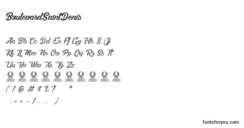 A fonte BoulevardSaintDenis – alfabeto, números, caracteres especiais