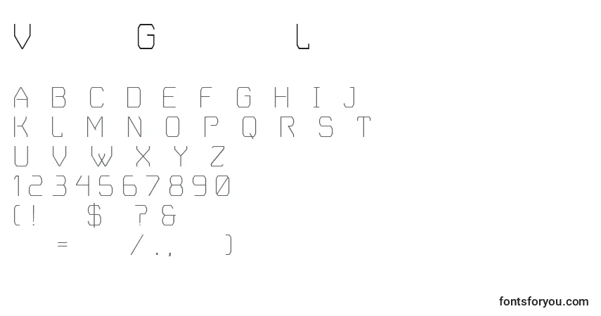 Czcionka VoyagerGrotesqueLight – alfabet, cyfry, specjalne znaki