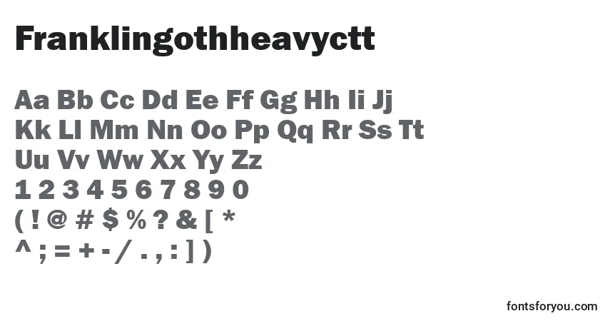 Schriftart Franklingothheavyctt – Alphabet, Zahlen, spezielle Symbole