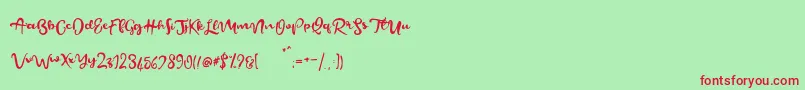 Fonte BeautifyScript – fontes vermelhas em um fundo verde