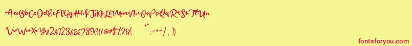 Police BeautifyScript – polices rouges sur fond jaune