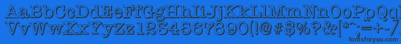 TypewritershadowRegular-Schriftart – Schwarze Schriften auf blauem Hintergrund