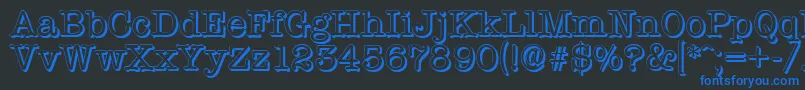 TypewritershadowRegular-Schriftart – Blaue Schriften auf schwarzem Hintergrund