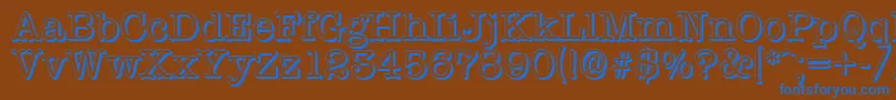 TypewritershadowRegular-Schriftart – Blaue Schriften auf braunem Hintergrund