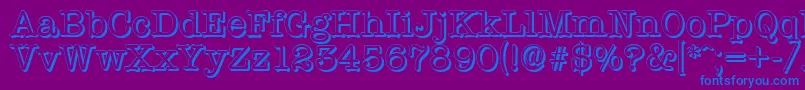 TypewritershadowRegular-Schriftart – Blaue Schriften auf violettem Hintergrund