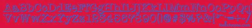 TypewritershadowRegular-Schriftart – Blaue Schriften auf rotem Hintergrund