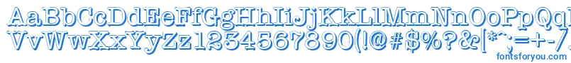 TypewritershadowRegular-Schriftart – Blaue Schriften auf weißem Hintergrund