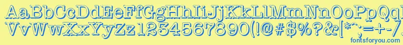 TypewritershadowRegular Font – Blue Fonts on Yellow Background
