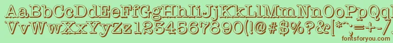 TypewritershadowRegular-Schriftart – Braune Schriften auf grünem Hintergrund