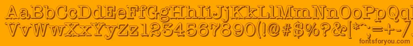 TypewritershadowRegular-Schriftart – Braune Schriften auf orangefarbenem Hintergrund