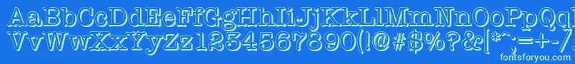 TypewritershadowRegular Font – Green Fonts on Blue Background