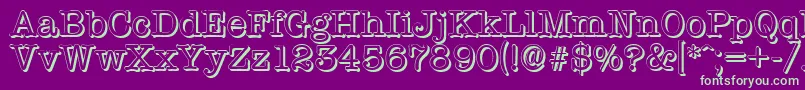 TypewritershadowRegular-Schriftart – Grüne Schriften auf violettem Hintergrund