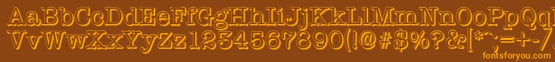 TypewritershadowRegular-Schriftart – Orangefarbene Schriften auf braunem Hintergrund