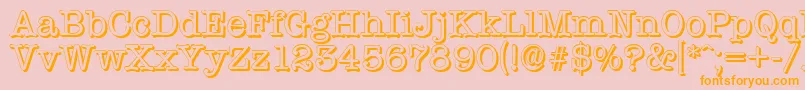 TypewritershadowRegular-Schriftart – Orangefarbene Schriften auf rosa Hintergrund