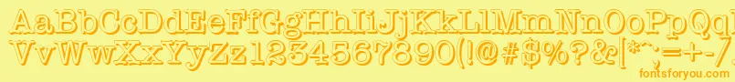 TypewritershadowRegular-Schriftart – Orangefarbene Schriften auf gelbem Hintergrund