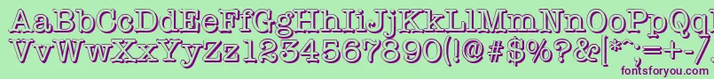 TypewritershadowRegular-Schriftart – Violette Schriften auf grünem Hintergrund