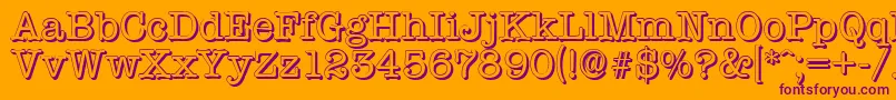 TypewritershadowRegular-Schriftart – Violette Schriften auf orangefarbenem Hintergrund