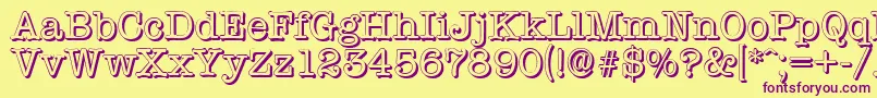 TypewritershadowRegular Font – Purple Fonts on Yellow Background