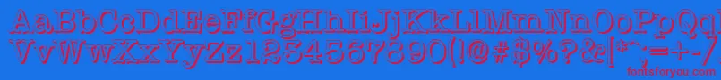 TypewritershadowRegular-Schriftart – Rote Schriften auf blauem Hintergrund