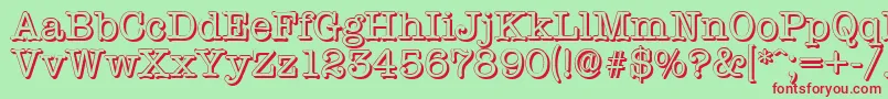 TypewritershadowRegular-Schriftart – Rote Schriften auf grünem Hintergrund