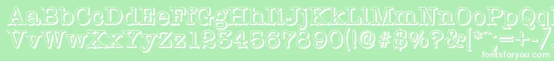 TypewritershadowRegular-Schriftart – Weiße Schriften auf grünem Hintergrund