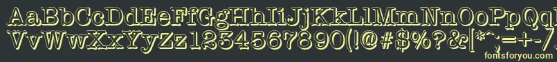 TypewritershadowRegular-Schriftart – Gelbe Schriften auf schwarzem Hintergrund