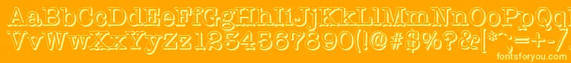 TypewritershadowRegular-Schriftart – Gelbe Schriften auf orangefarbenem Hintergrund