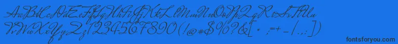 MrsSaintDelafield-Schriftart – Schwarze Schriften auf blauem Hintergrund